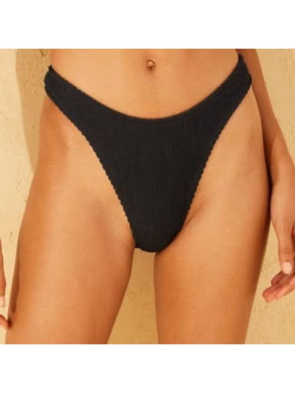Wild Fable Pucker Textured Black Bikini Bottom XL Ultra High Leg Super Cheeky NW